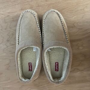 Levi’s Mens Moccasin Slippers Faux Shearling Lined Tan Size XXL 13
